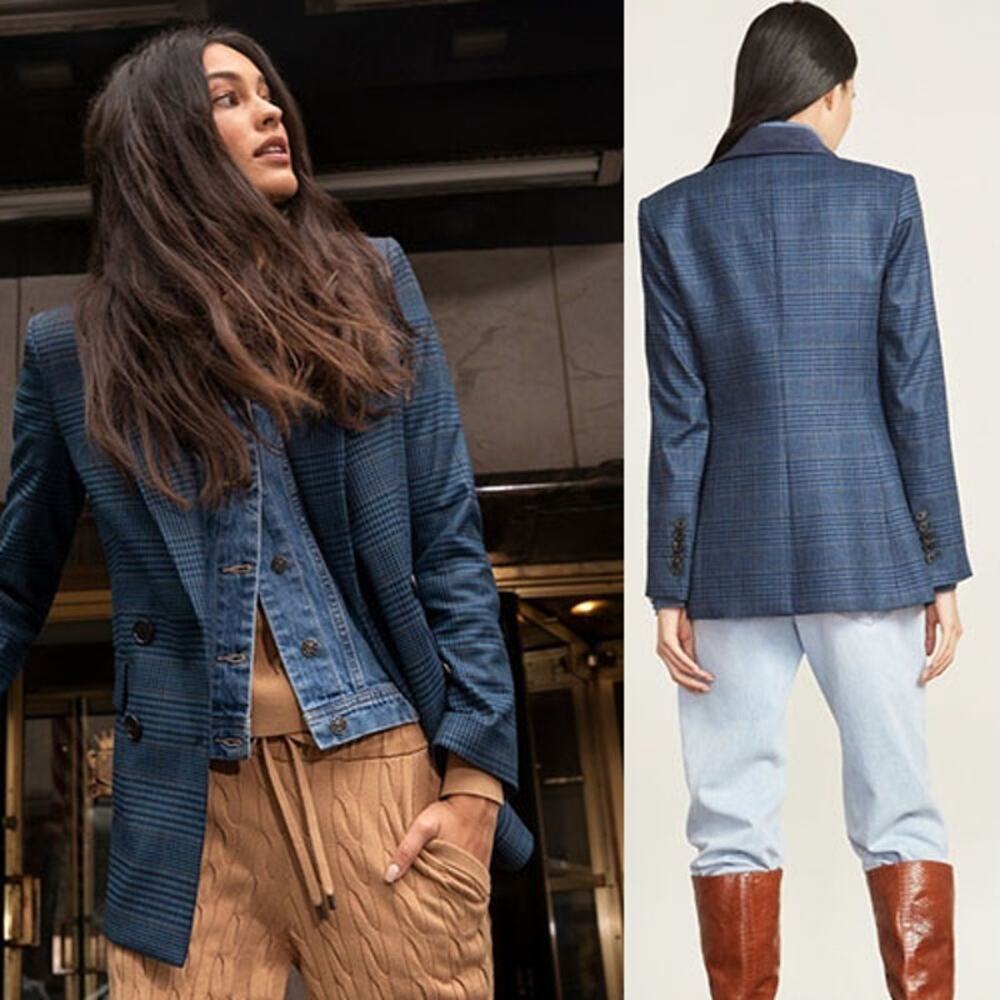 NEW Veronica Beard Ellette Plaid Dickey Long Sleeve Jacket Blue Size: 2